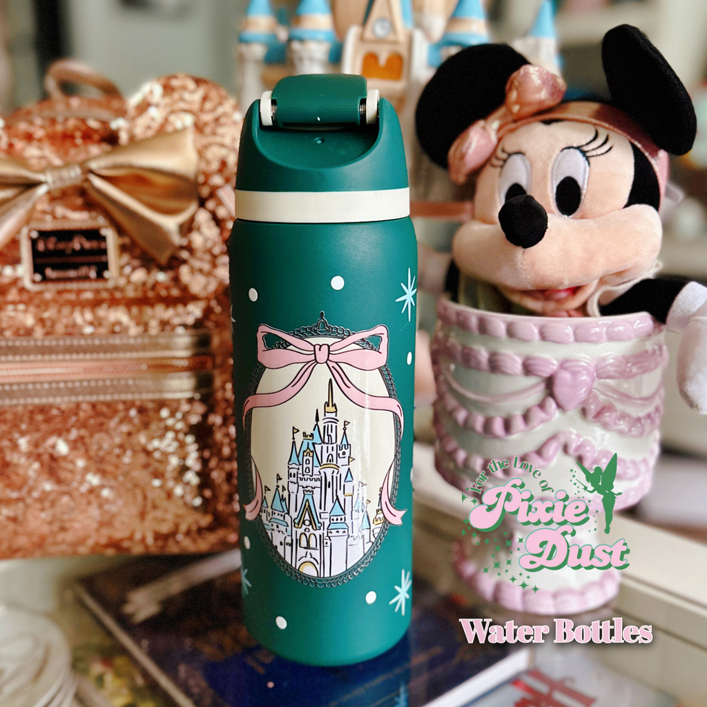 Castle with a Bow Design Inspired on Hunter Green 32 oz Sip Stainless Steel Water Bottle