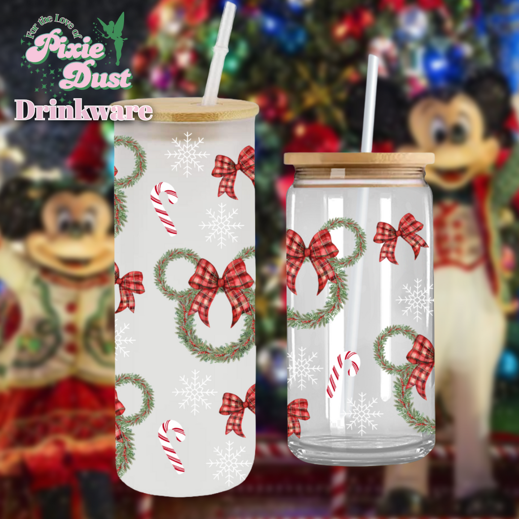 Christmas Wreaths Reusable Glass Can