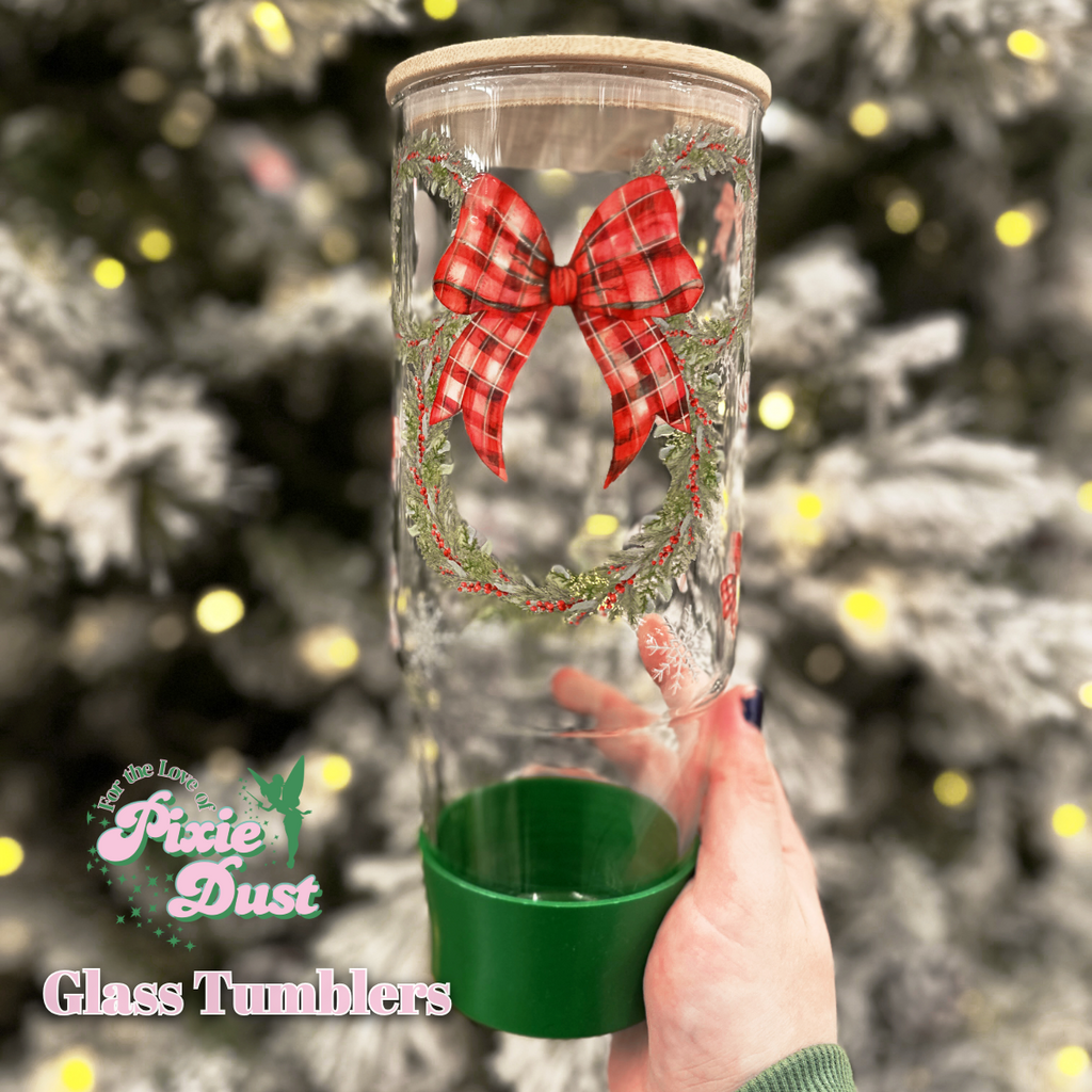 Christmas Wreath Inspired 40 oz Glass Tumbler