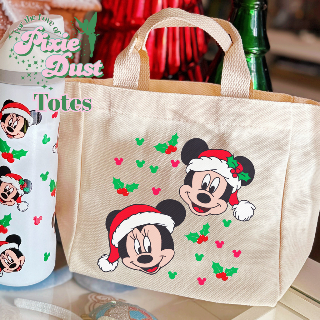 Santa Mouse Couple Mini Tote Bag