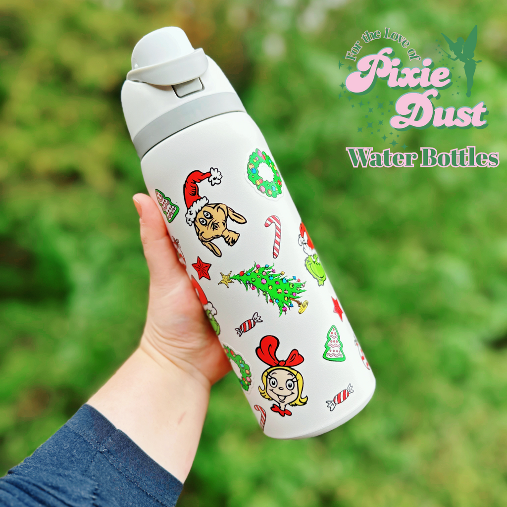 Green Christmas Character Inspired Water Bottle