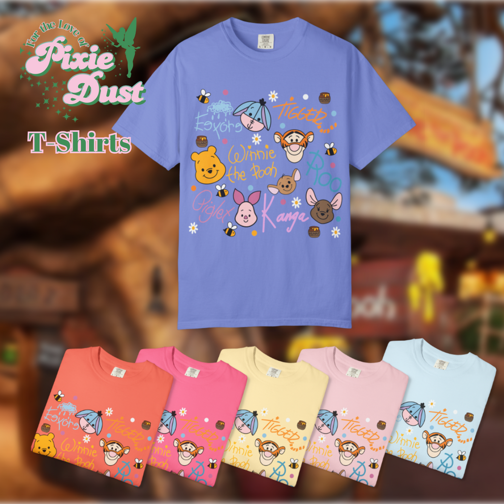 Pooh & Friends Autographs Inspired Unisex Garment-Dyed Comfort Color T-shirt