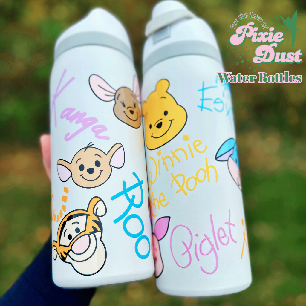 Pooh & Friends Autographs White Inspired 32 oz Sip Stainless Steel Water Bottle