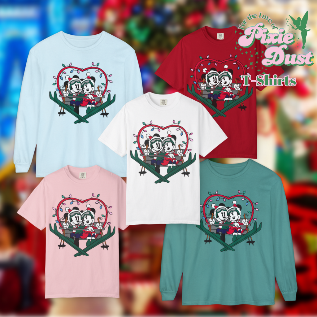 Skiing Mouse Couple Inspired Unisex Garment-Dyed Comfort Color T-shirt