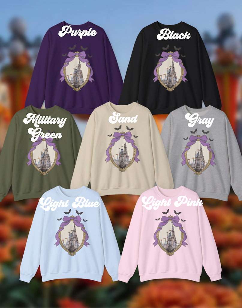 Spooky Times on Main Street: Castle Inspired Unisex Heavy Blend Crewneck Sweatshirt