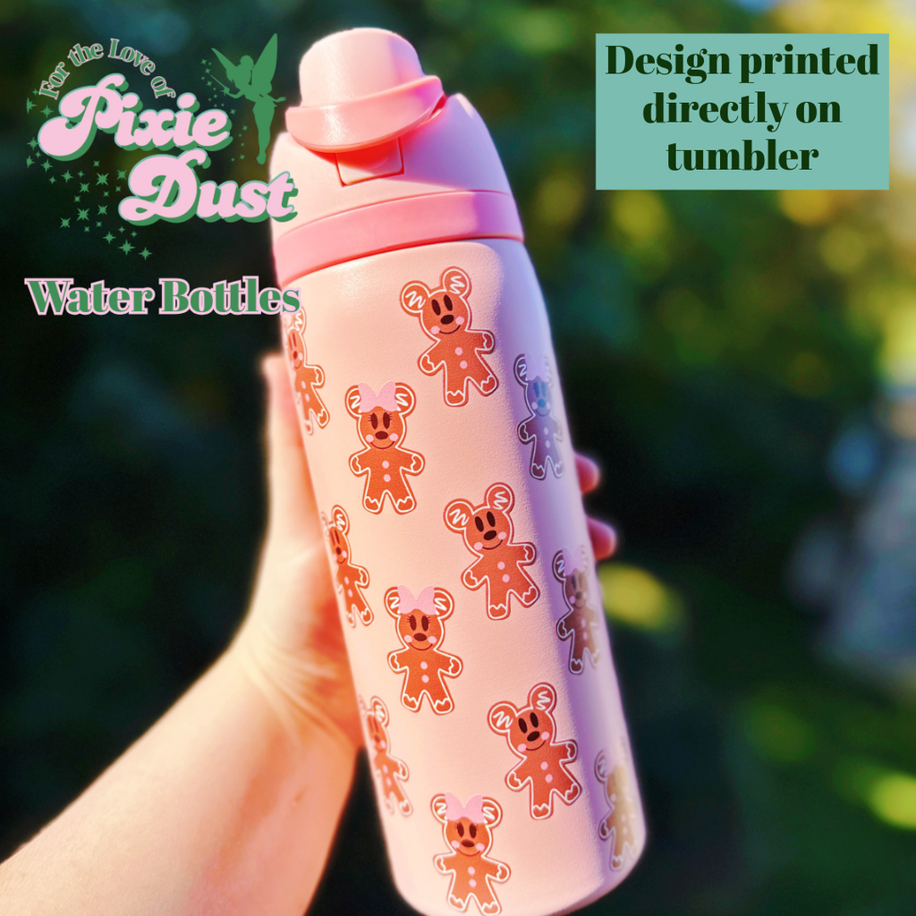 Ready to Ship Mouse Gingerbread Inspired on Pink 32 oz Sip Stainless Steel Water Bottle
