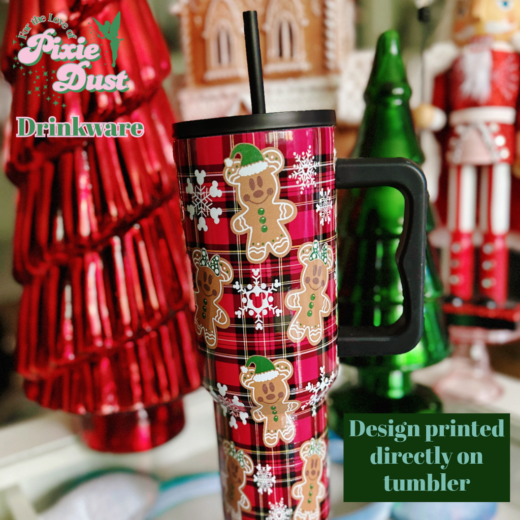Ready to Ship Gingerbread on Plaid 40 oz Quencher Tumbler