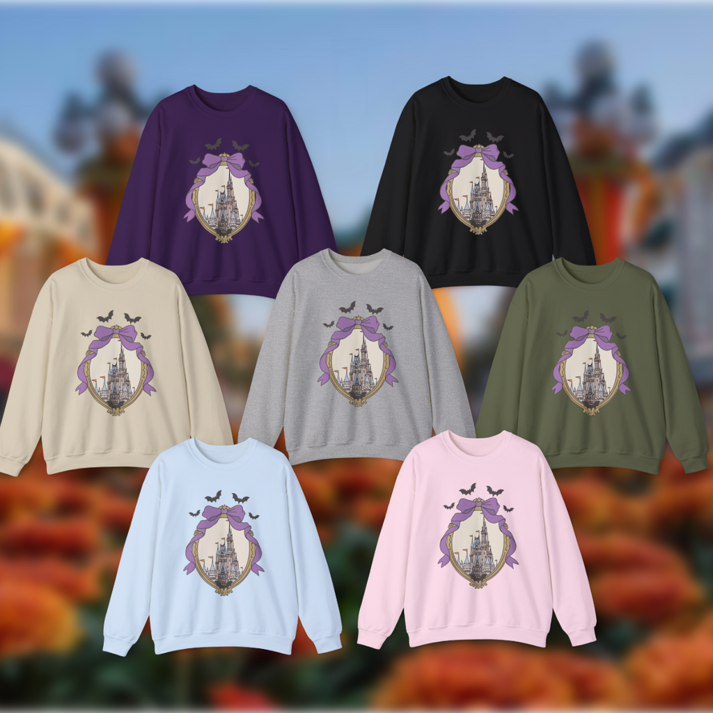 Spooky Times on Main Street: Castle Inspired Unisex Heavy Blend Crewneck Sweatshirt