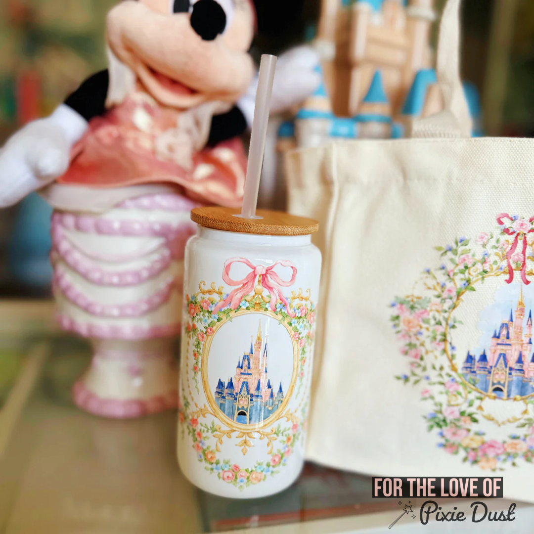 Dreamy Castle on White 16 oz Glass Can | Fortheloveofpixiedust