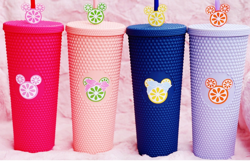 Citrus Mouse Head Studded Tumbler w/ Straw Topper