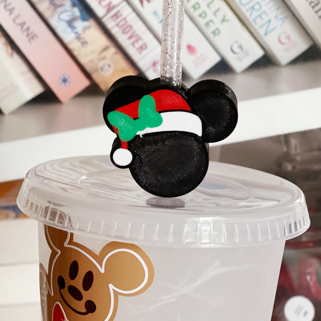 Holiday Santa Mouse Head Straw Topper