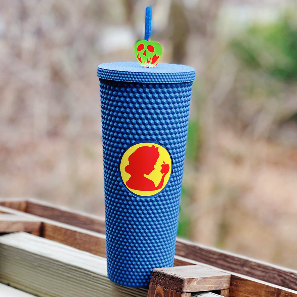 PREORDER Apple Princess Inspired Studded Navy Tumbler w/ Matching Theme Straw Topper