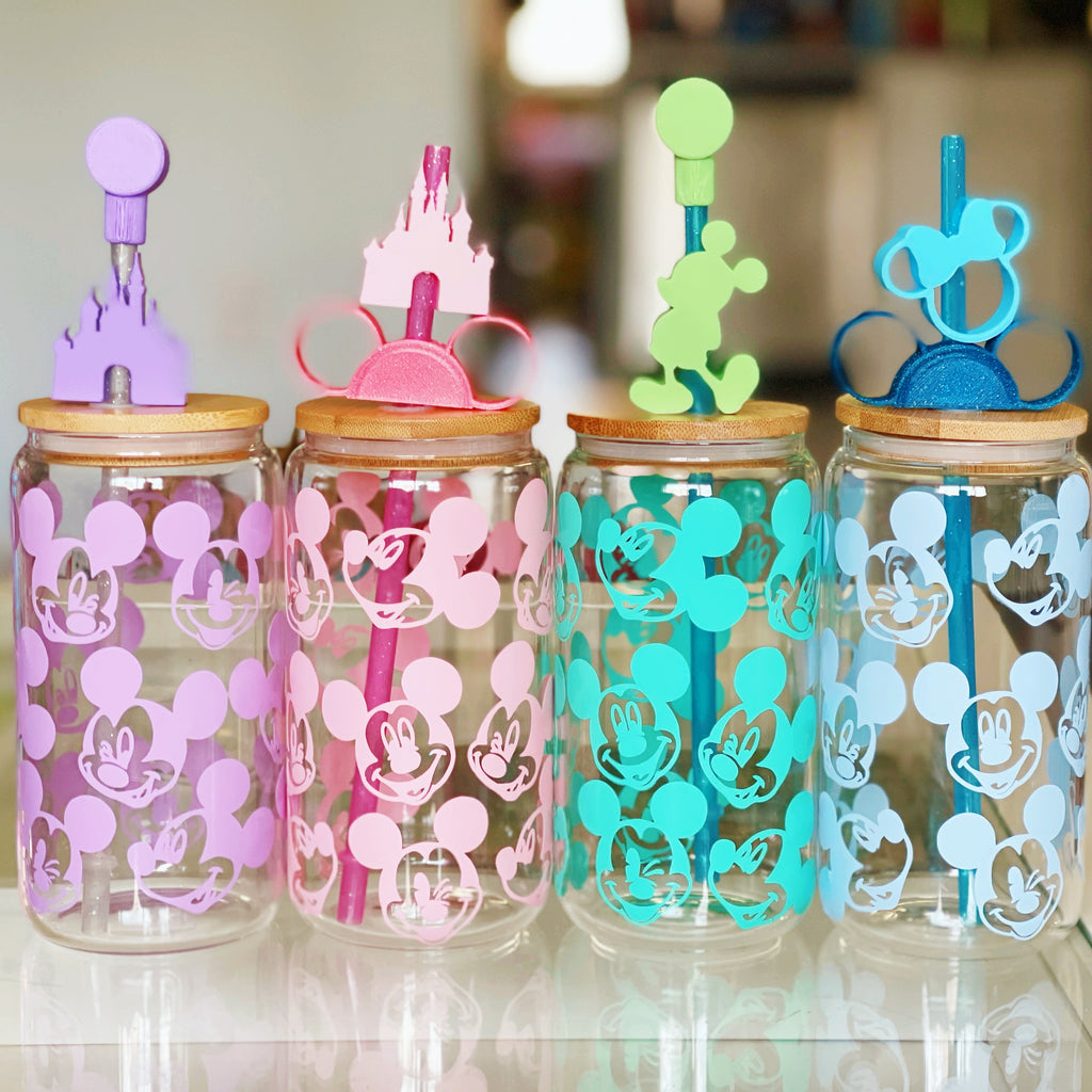 Pastel Mouse Faces Inspired Glass Can