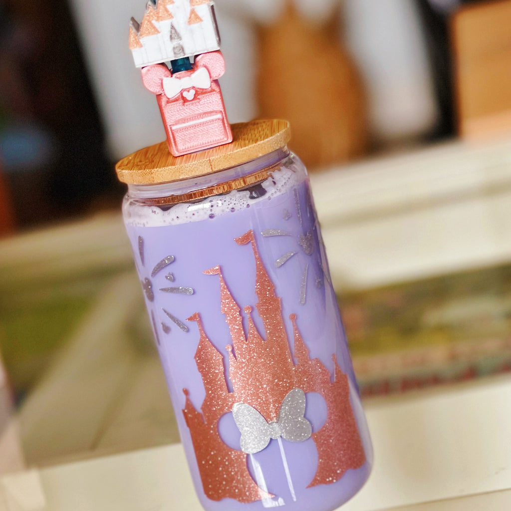 Rose Gold Castle Inspired Clear Glass Can