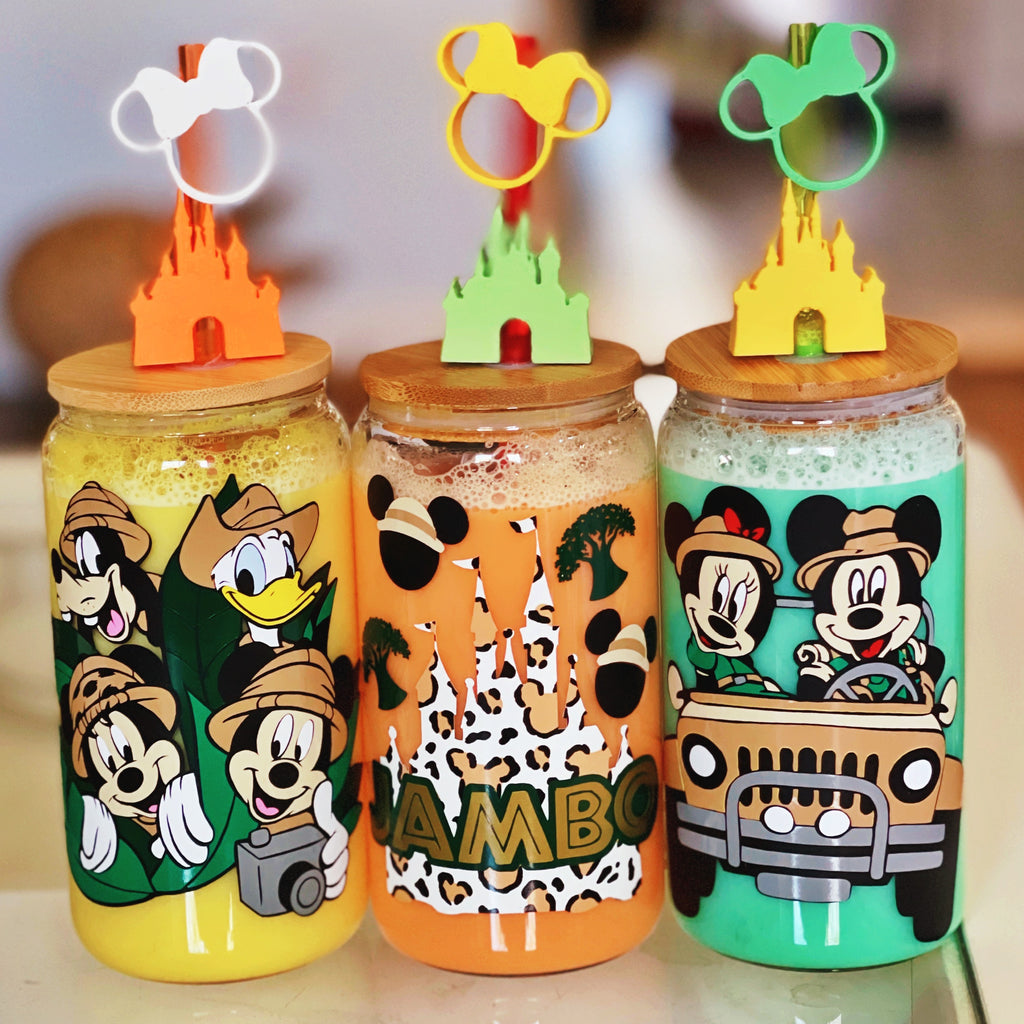 Animal Theme Park Inspired Clear Glass Can