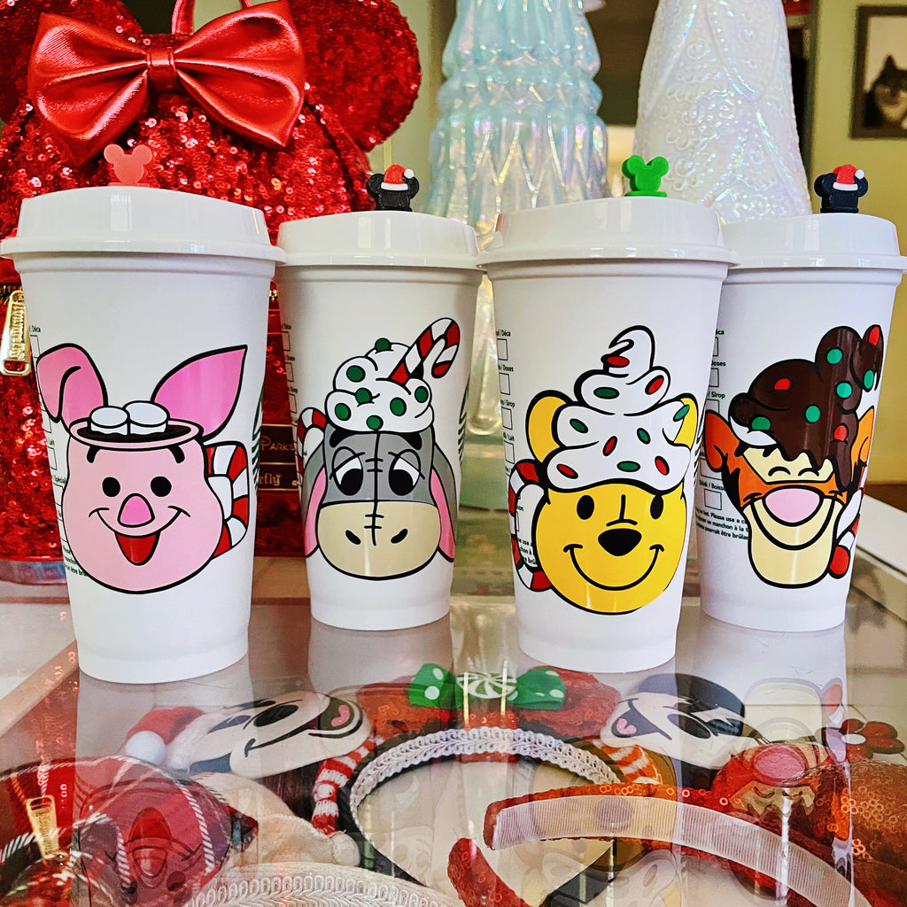 Holiday Pooh and Friends Hot Cocoa Design on Hot Cup