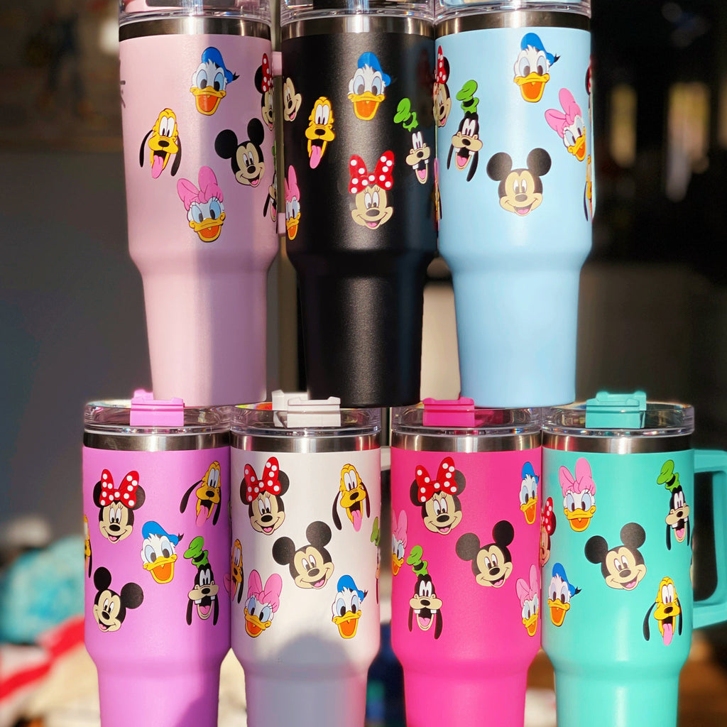 Sensational Six Character Faces on 40 oz Quencher Inspired Stainless Steel Tumbler