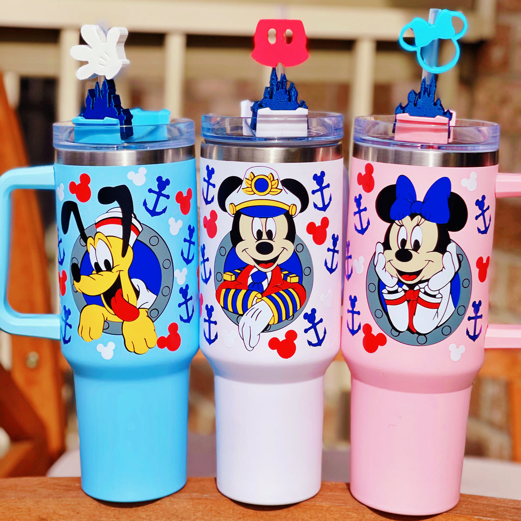 Cruise Inspired Characters on 40 oz Quencher Inspired Stainless Steel Tumbler