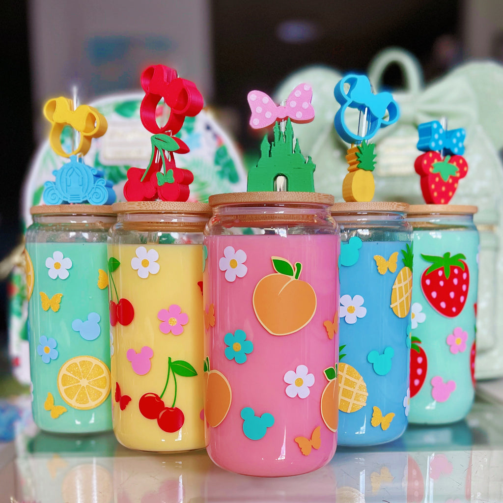 Flower and Garden Fruit Inspired Glass Cans