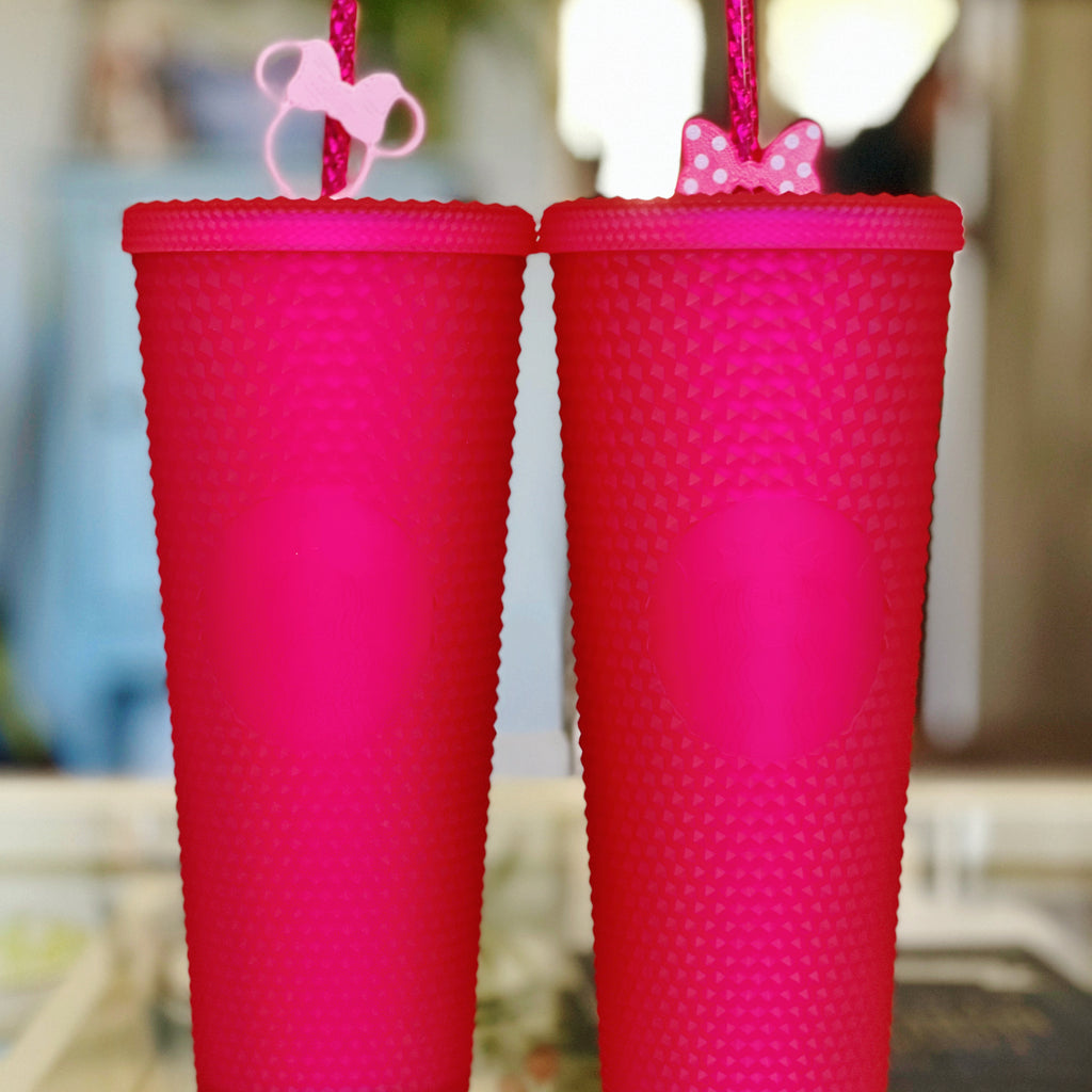 Hot Pink Sbux Studded Tumbler w/ mystery straw topper