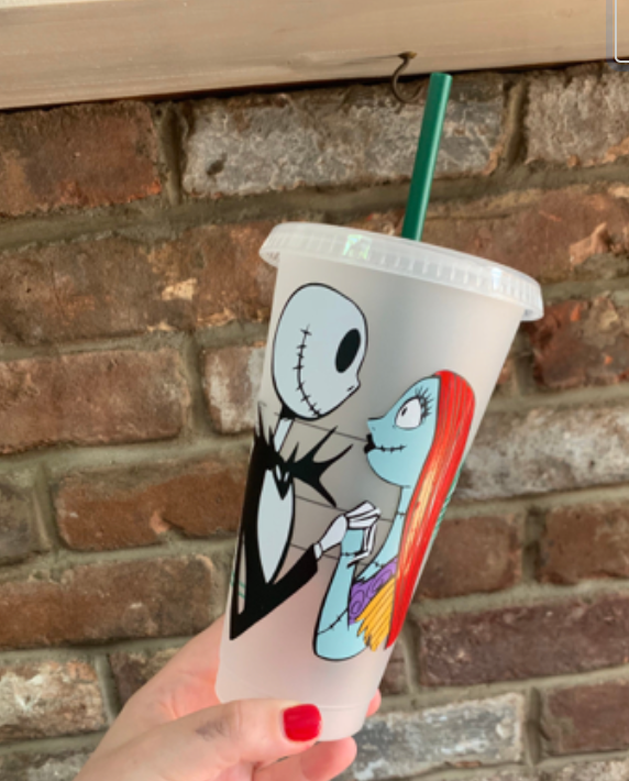 Jack and Sally Inspired Personalized Venti Reusable Cold Cup